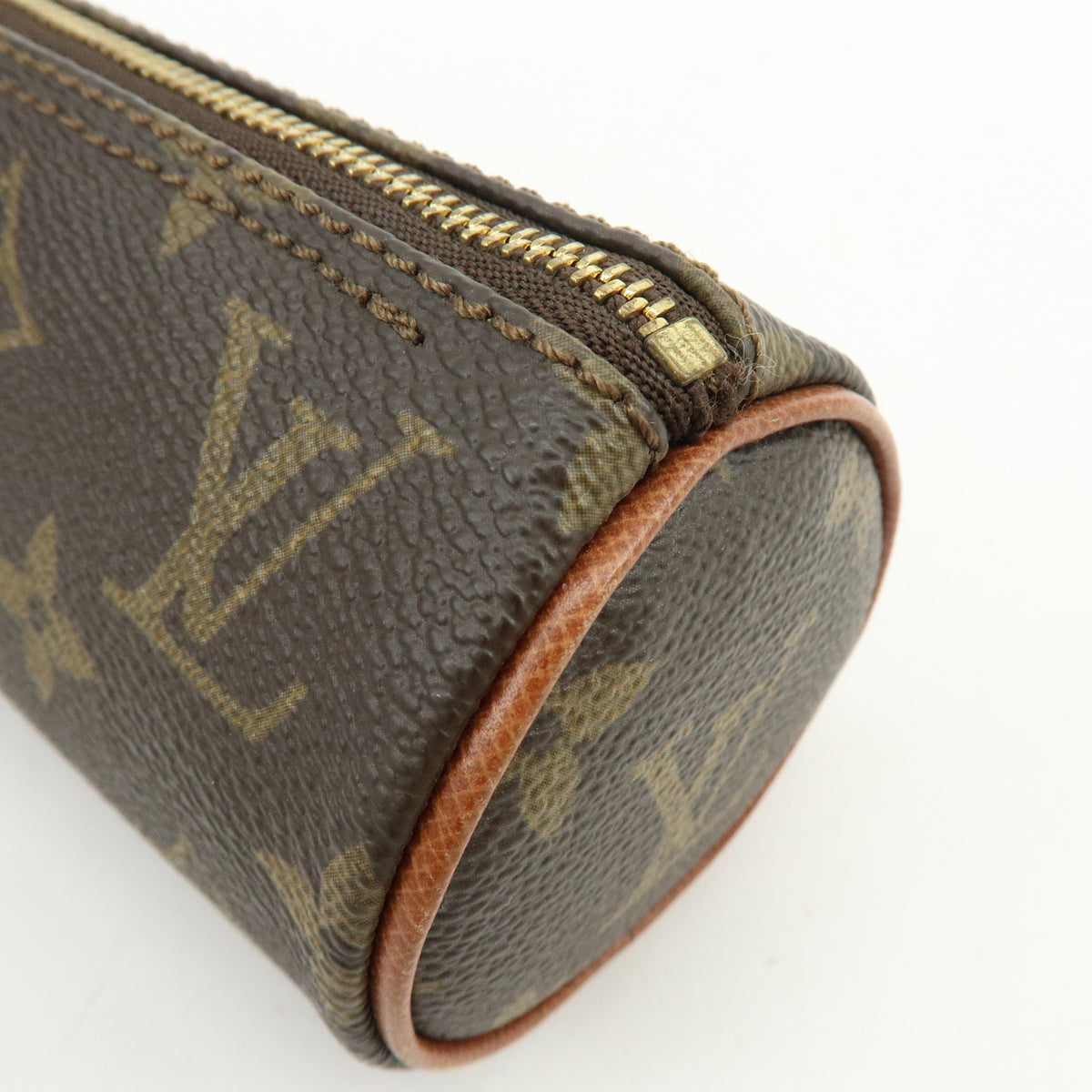 Louis Vuitton Monogram Trousse Ronde Pen Case Pouch Brown M47630