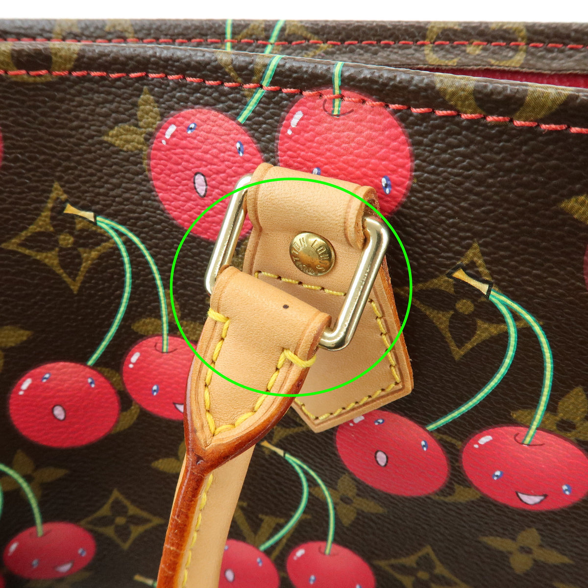 Louis Vuitton Monogram Cherry Sac Plat Tote Hand Bag Brown M95010