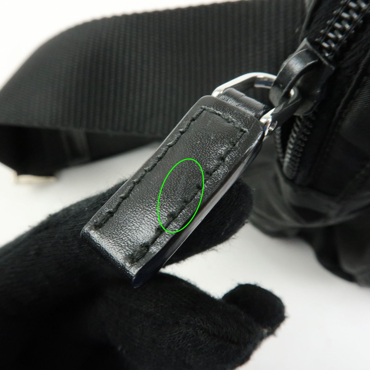 PRADA Triangle Logo Nylon Leather Waist Bag Body Bag Black BM0008