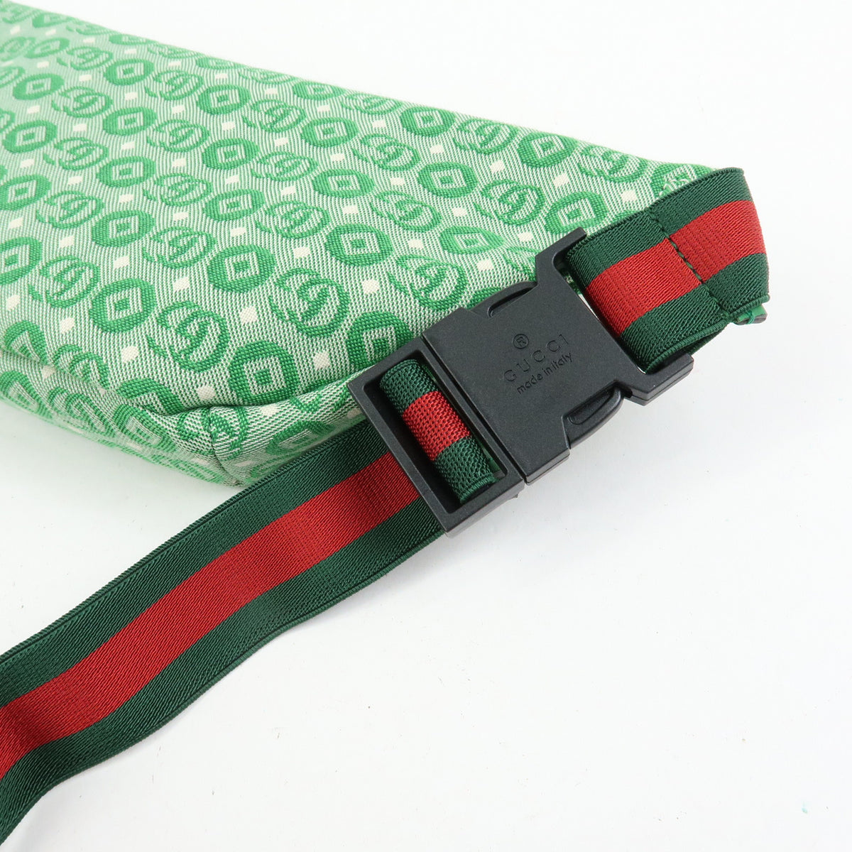 GUCCI Children's Canvas Leather Body Bag Waist Bag Green 502095