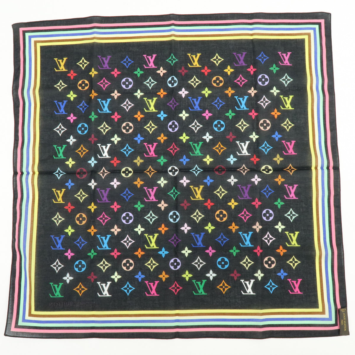Louis Vuitton Monogram Multicolor Cotton 100% Scarf Handkerchief