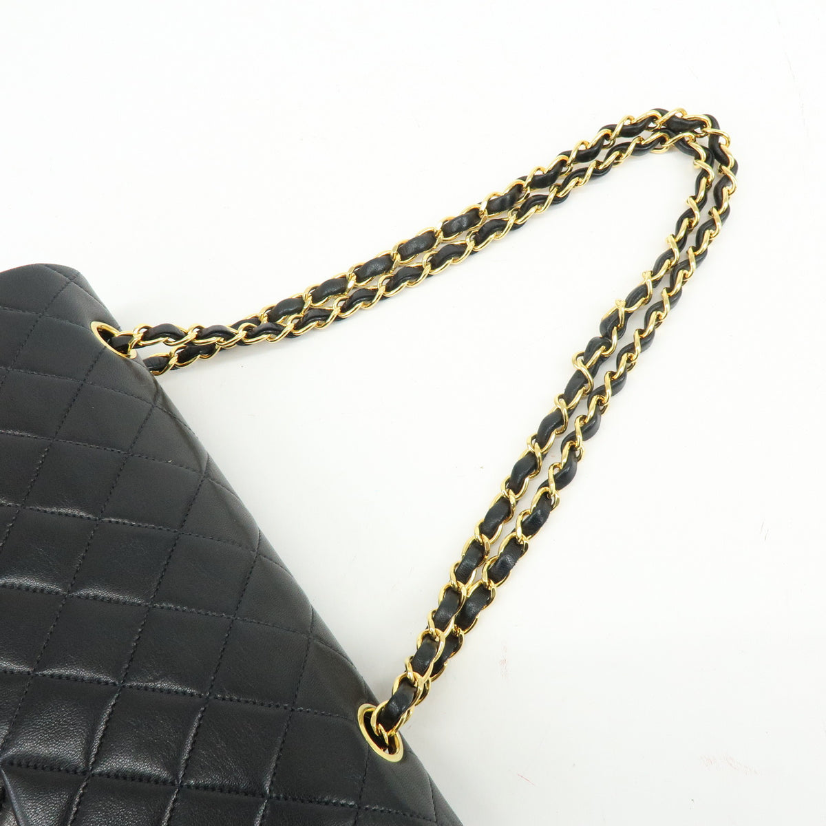 CHANEL Matelasse 25 Double Flap Chain Shoulder Bag Black A01112