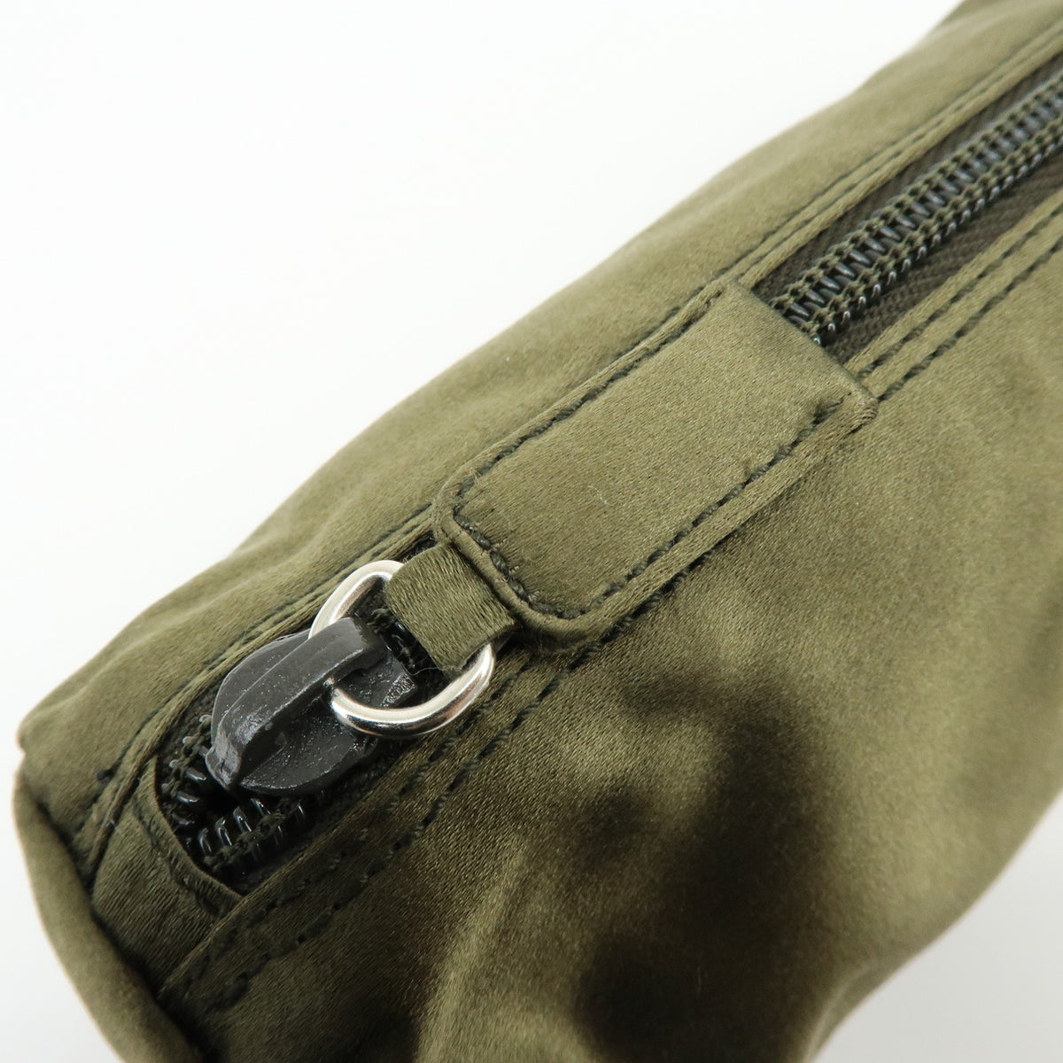 PRADA Triangle Logo Lot of 2 Nylon Pouch Cosmetic Case Black Khaki