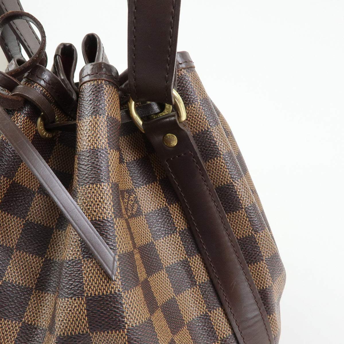 Louis Vuitton Damier Ebene Canvas Leather Petit Noe SPO Shoulder Bag
