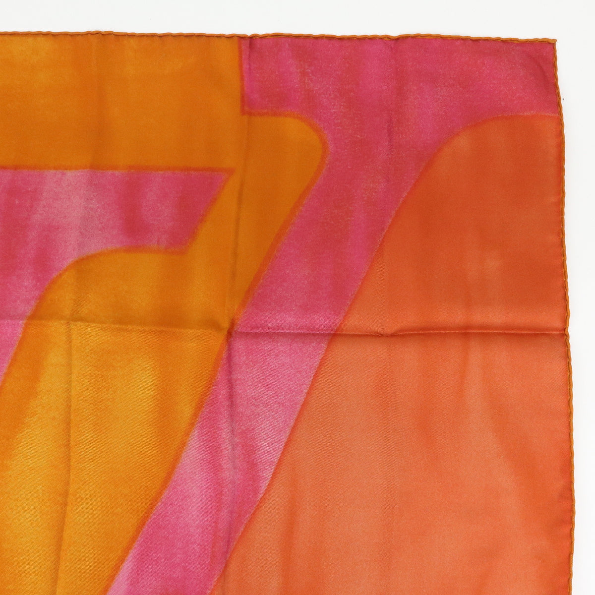 Louis Vuitton LV Logo Silk 100% Scarf Gradation Orange Fuchsia Mustard