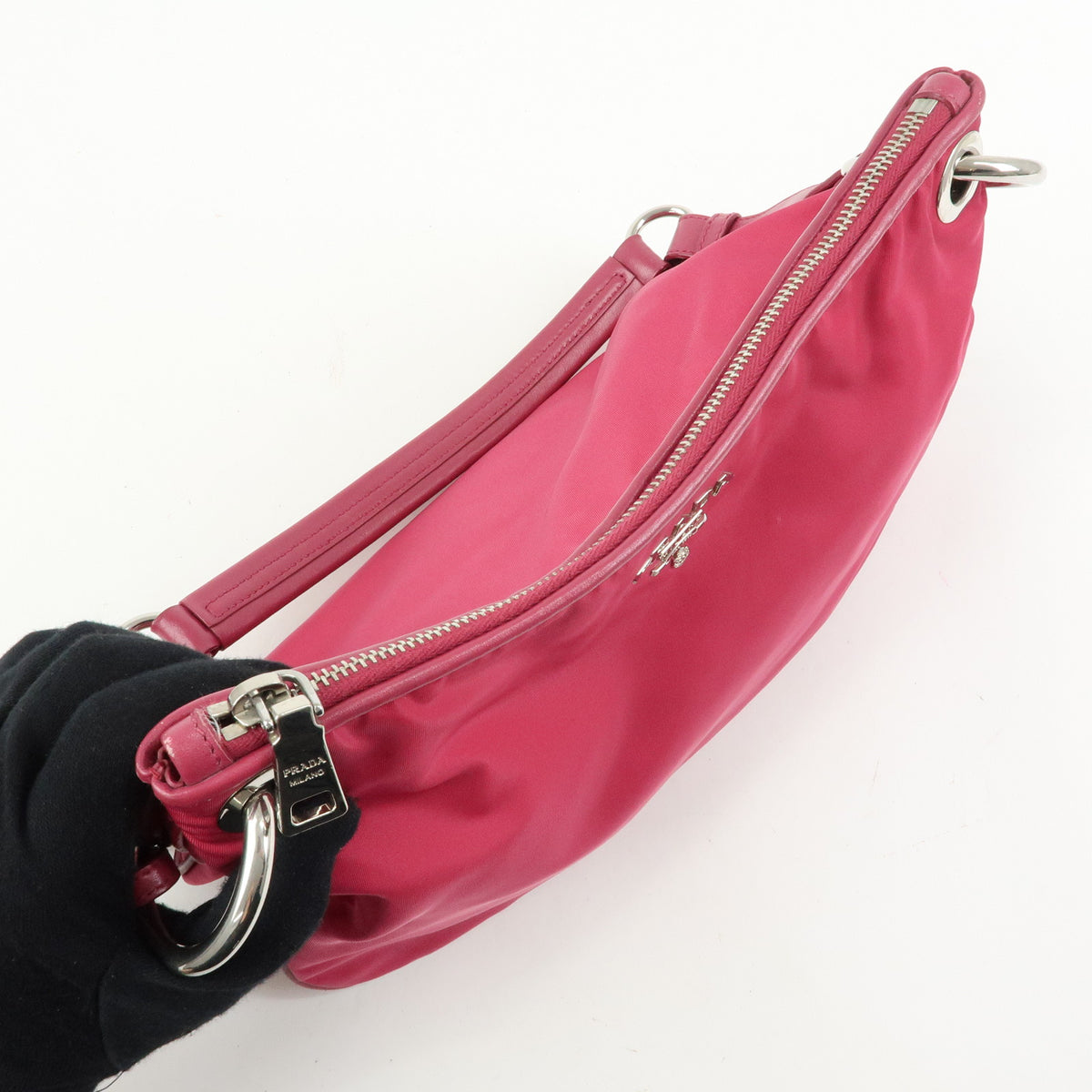 PRADA Logo Nylon Leather Shoulder Bag Hand Bag Pink