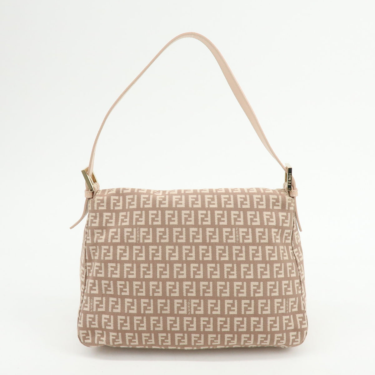 FENDI Mamma Baguette Zucchino Canvas Leather Shoulder Bag Pink 8BR001
