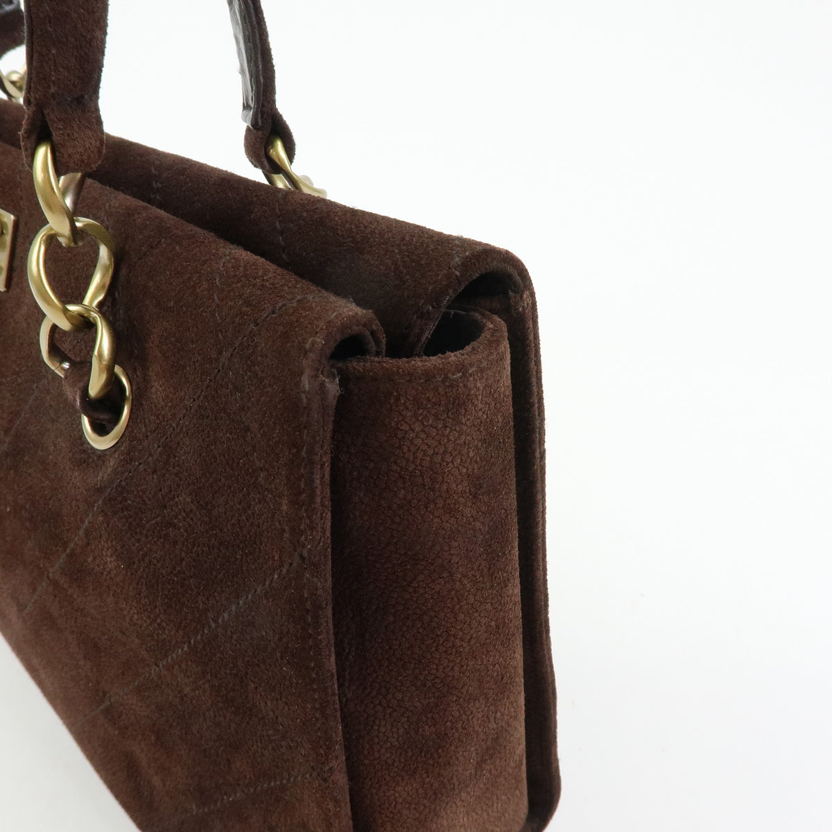CHANEL COCO Mark Suede Tote Bag Shoulder Bag Brown