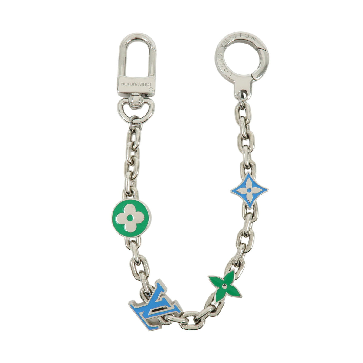 Louis Vuitton Monogram Flower Metal Chain Belt Blue Green M02554
