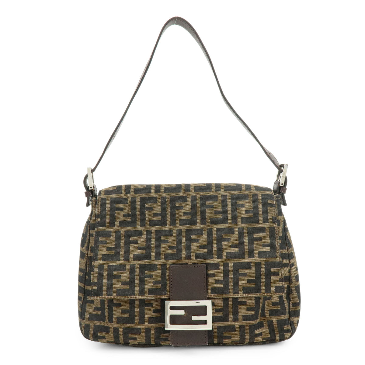 FENDI Zucca Mamma Baguette Canvas Leather Shoulder Bag Hand Bag 26325