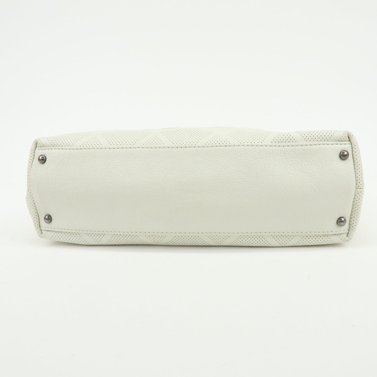 CHANEL COCO Mark Leather Perforated Shoulder Bag Hand Bag White