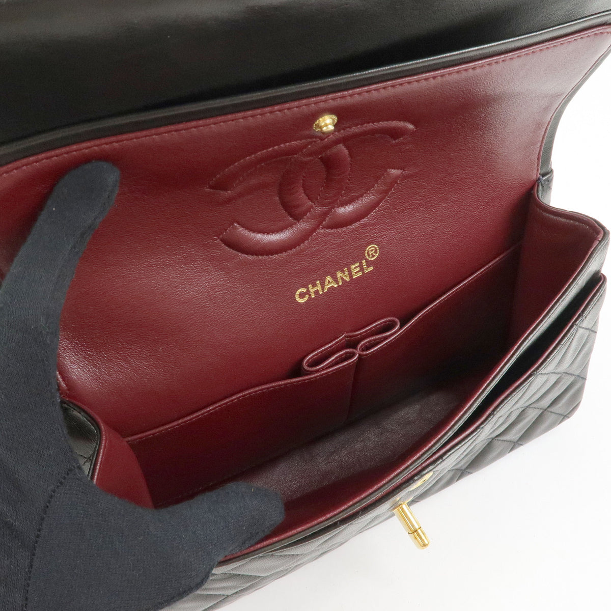 CHANEL Matelasse 25 Lamb Skin Double Flap Chain Shoulder Bag A01112