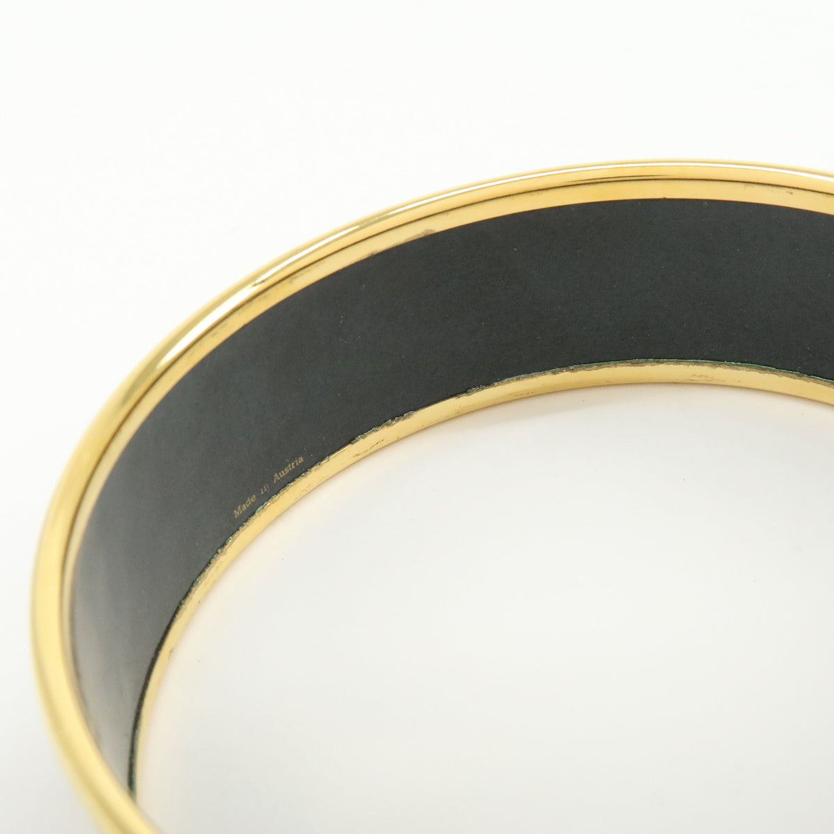 HERMES Email GM Gold Plated Metal Bangle Bracelet Gold Brown