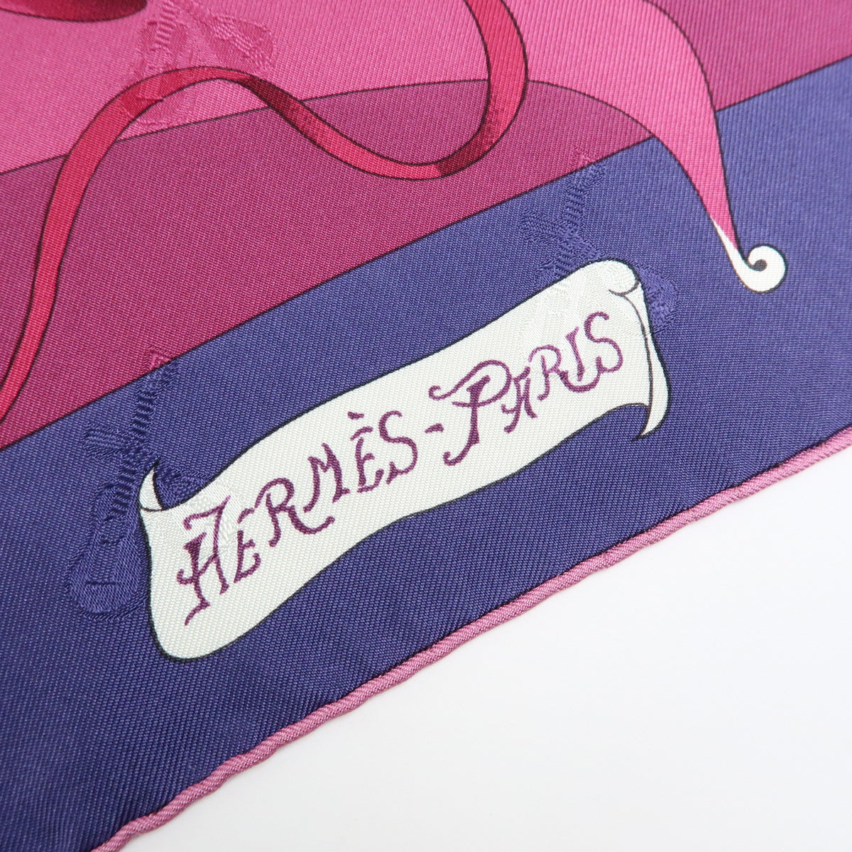 HERMES Carre 90 Silk 100% Scarf Fetes Venitiennes Purple