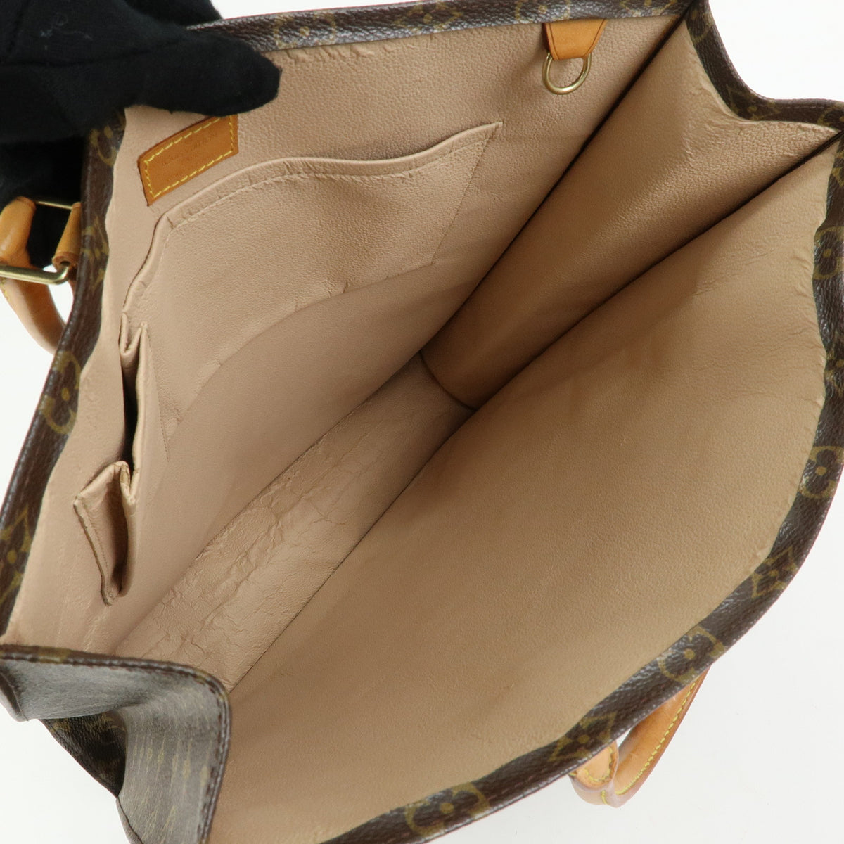 Louis Vuitton Monogram Sac Plat Tote Bag Hand Bag Brown M51140