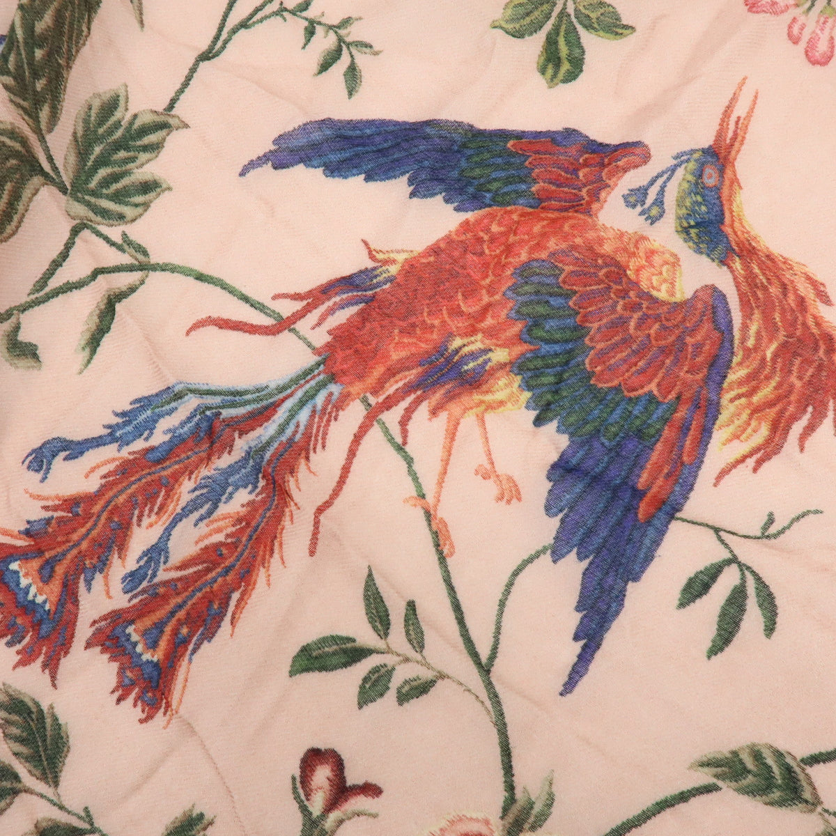 Christian Dior Cashmere 100% Scarf Bird Floral Pink Green Blue Red