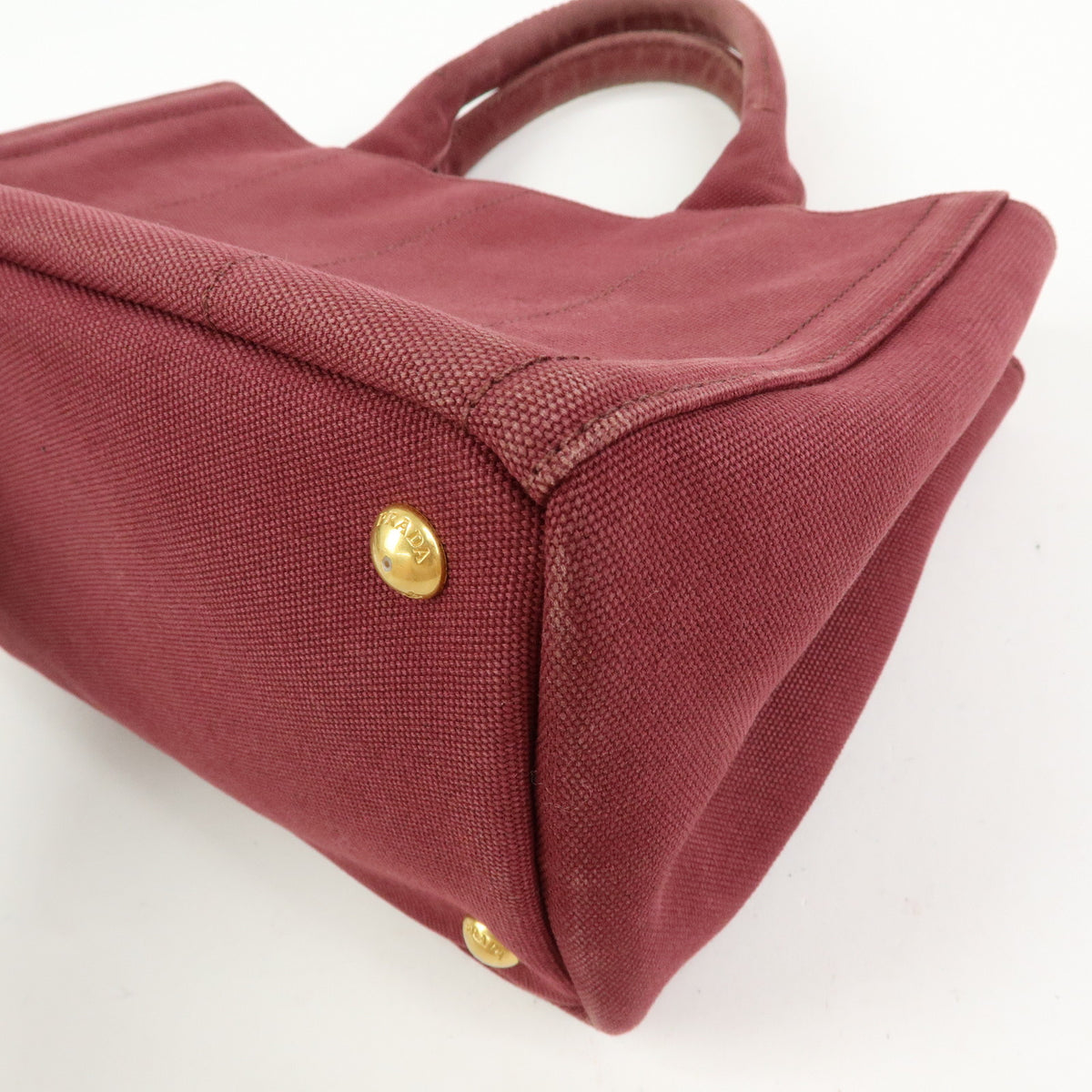 PRADA Triangle Logo Canapa Mini Canvas 2Way Bag Bijoux Bordeaux 1BG439