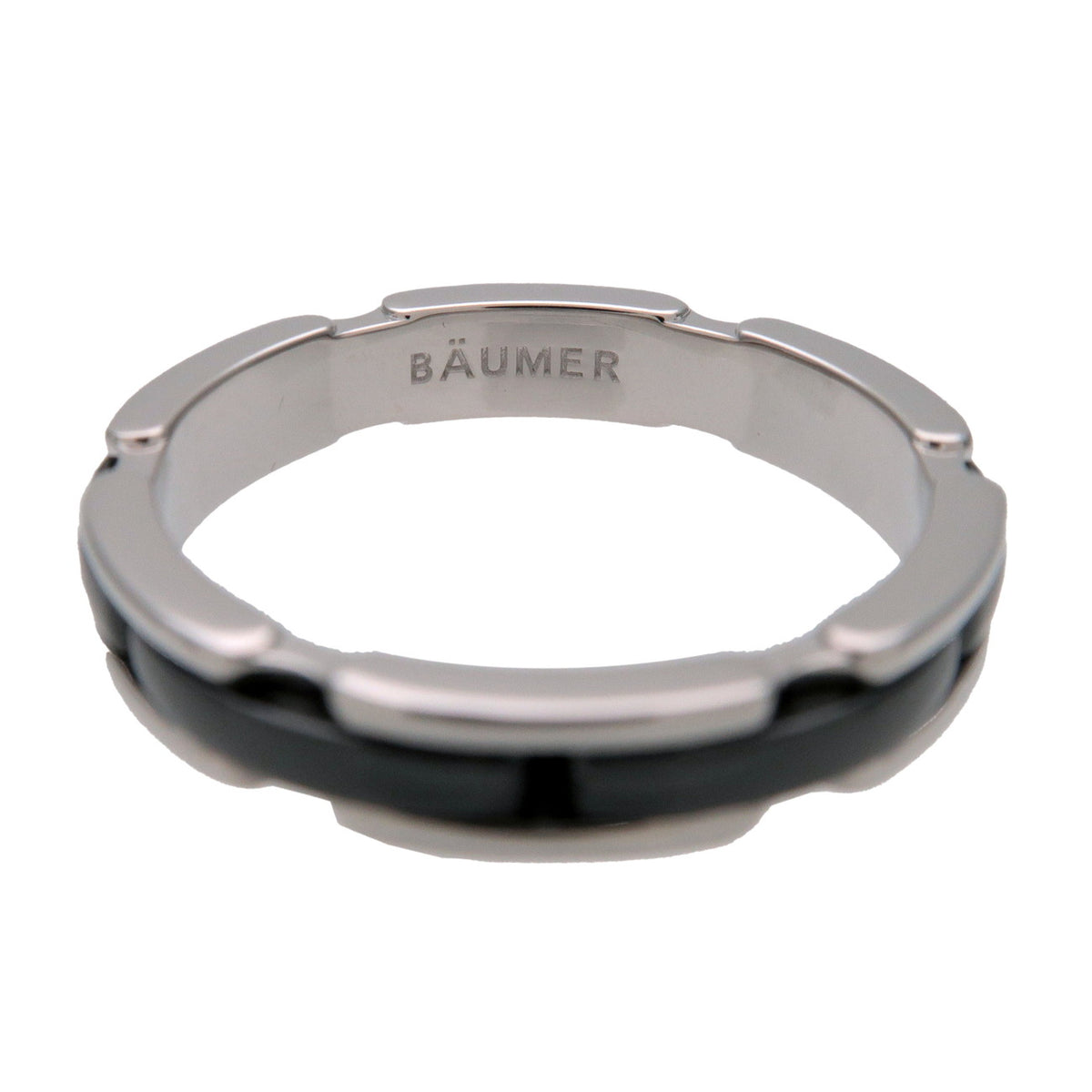 CHANEL Ultra Small Ring K18 750WG Black Ceramic #60 US9 J3092