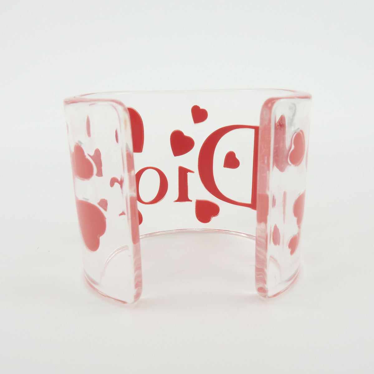 Christian Dior Plastic Heart Bangle Bracelet Transparent Pink