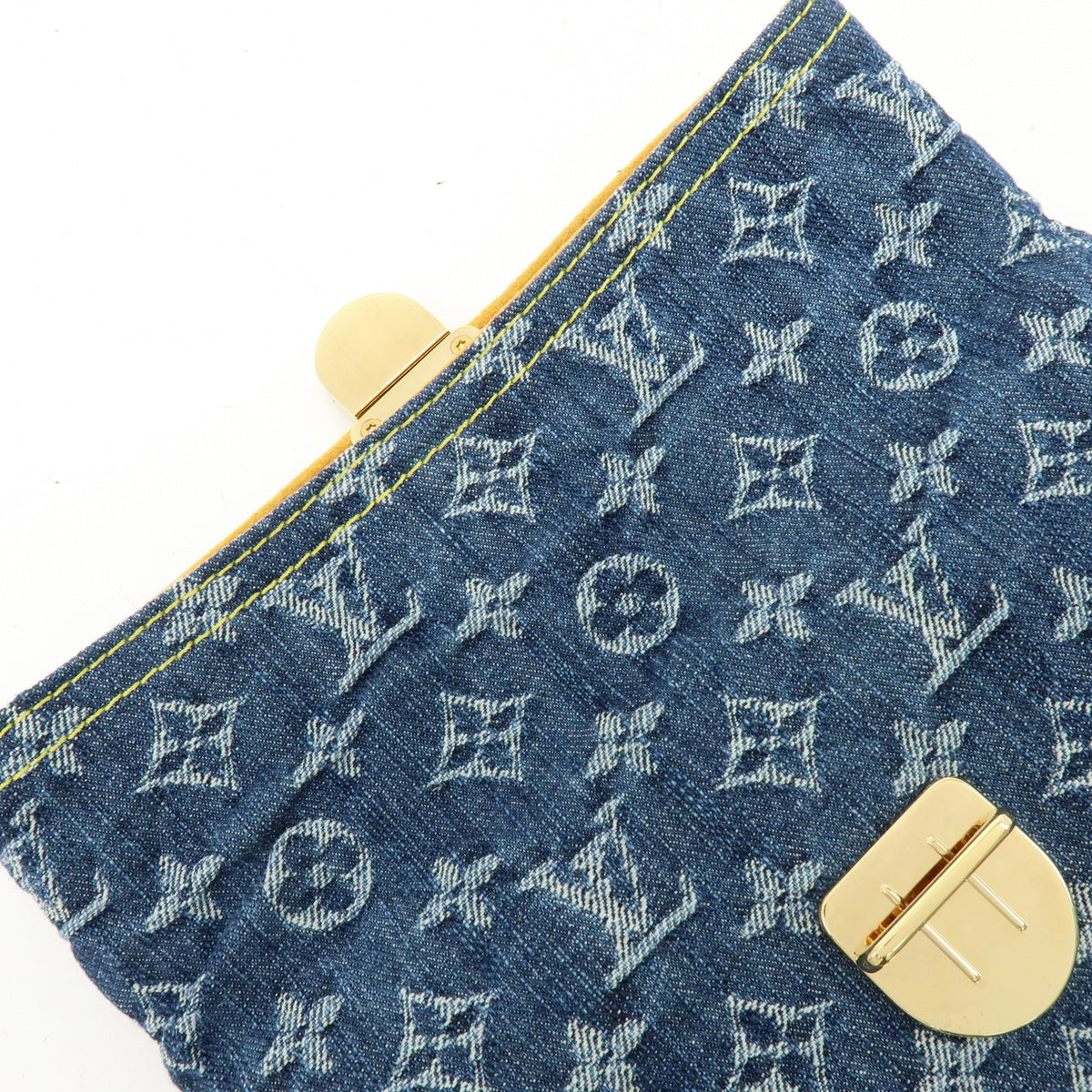 Louis Vuitton Monogram Denim Pochette Plat Pouch Clutch Bag M95007