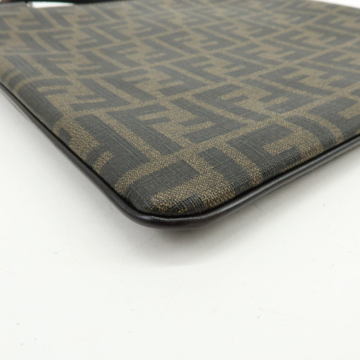 FENDI Zucca PVC Coated Canvas Leather Shoulder Bag Brown 7VA348