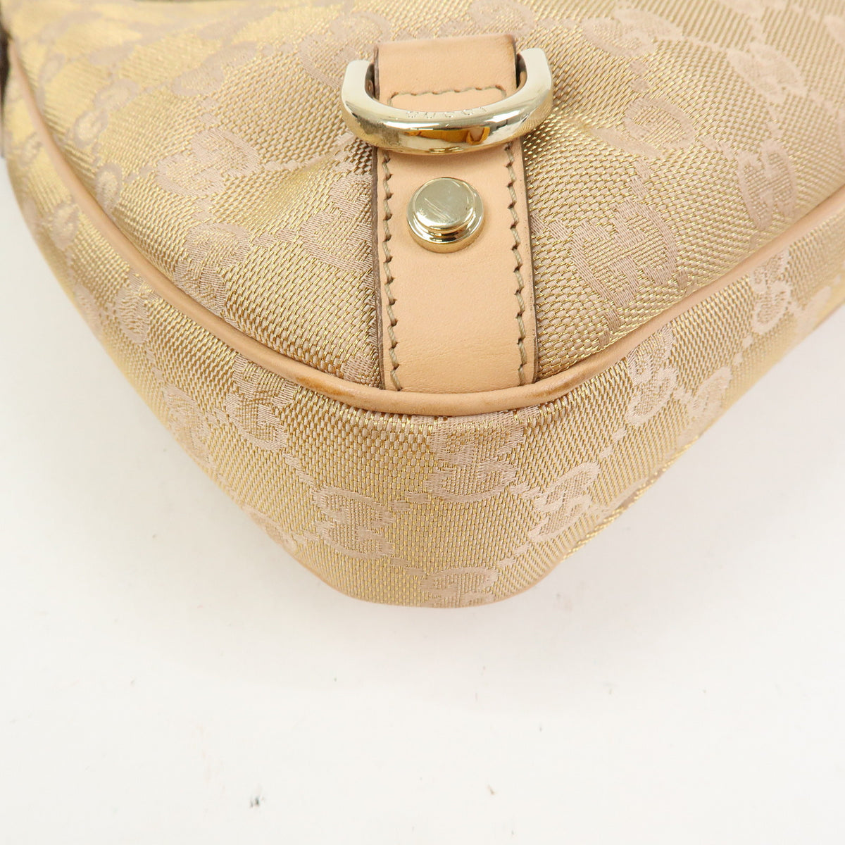 GUCCI Abbey Canvas Leather Shoulder Bag Hand Bag Pink Beige 130738