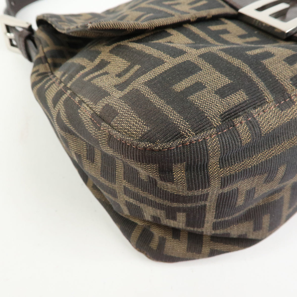 FENDI Zucca Mamma Baguette Canvas Leather Shoulder Bag Hand Bag 26325