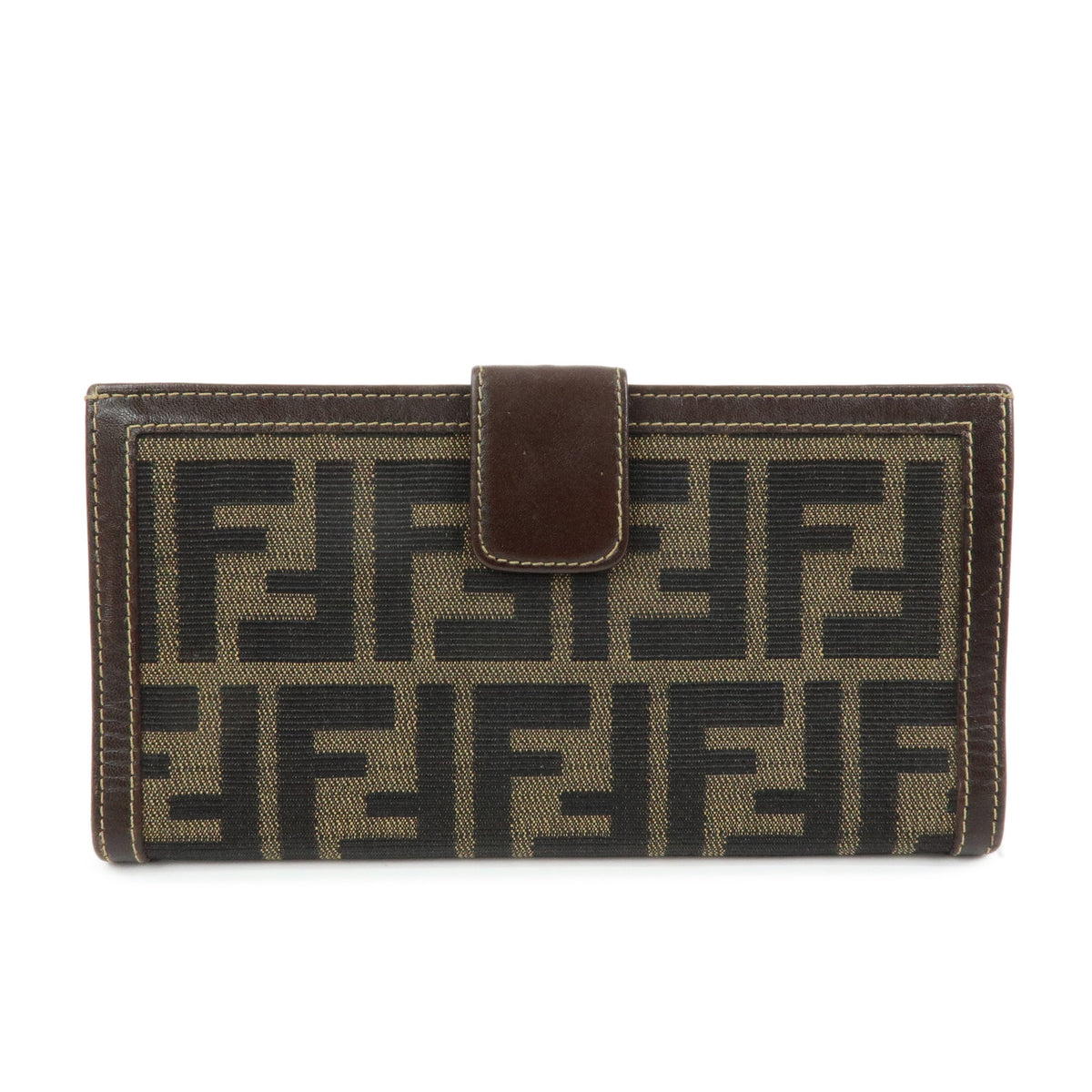 FENDI Zucca Canvas Leather Long Wallet Brown 2804 30806