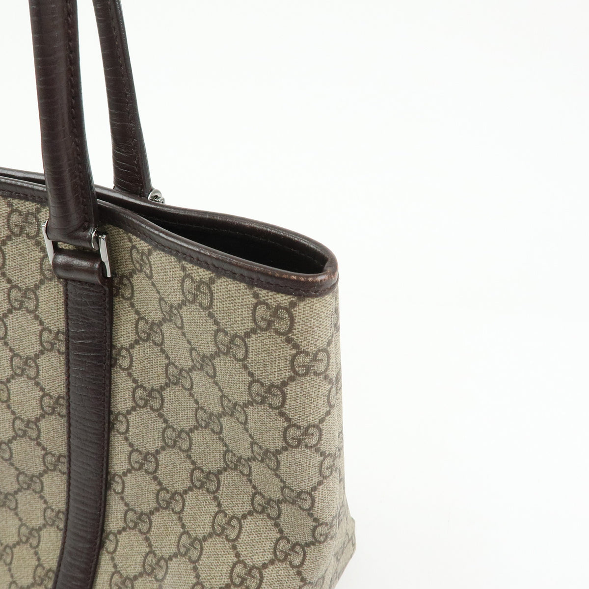 GUCCI GG Supreme Leather Tote Bag Shoulder Bag Beige Brown 114595