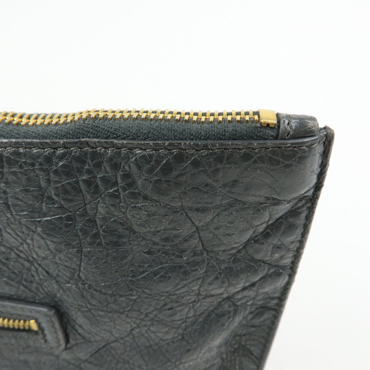 BALENCIAGA City Giant Motor Clutch Bag Leather Pouch Gray 370994