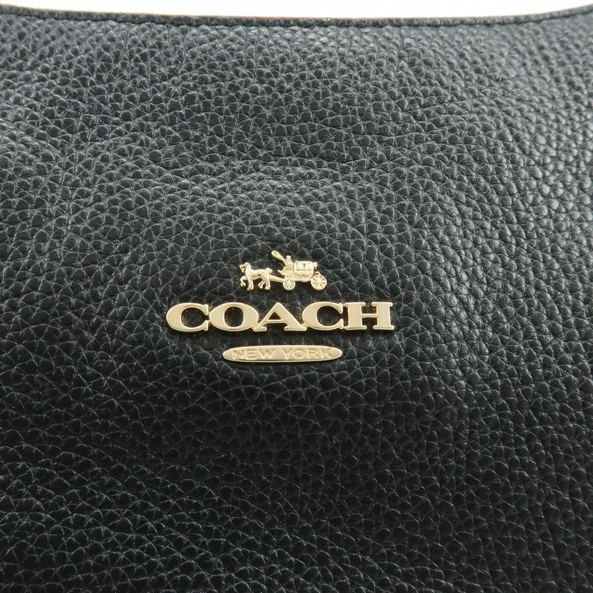 COACH Logo Leather 2Way Shoulder Bag Hand Bag Black