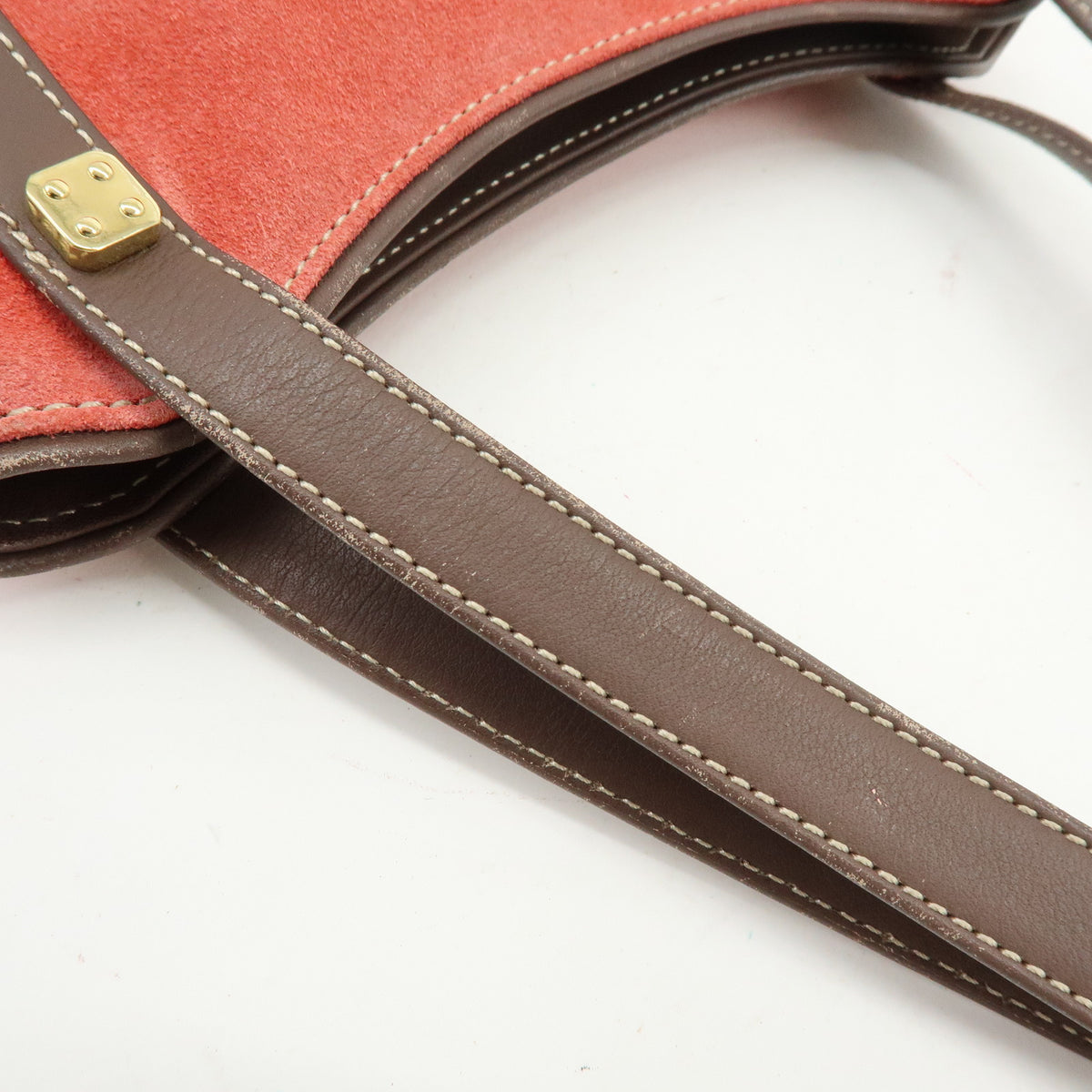 LOEWE Anagram Suede Leather Mini Hand Bag Tote Shoulder Bag Red