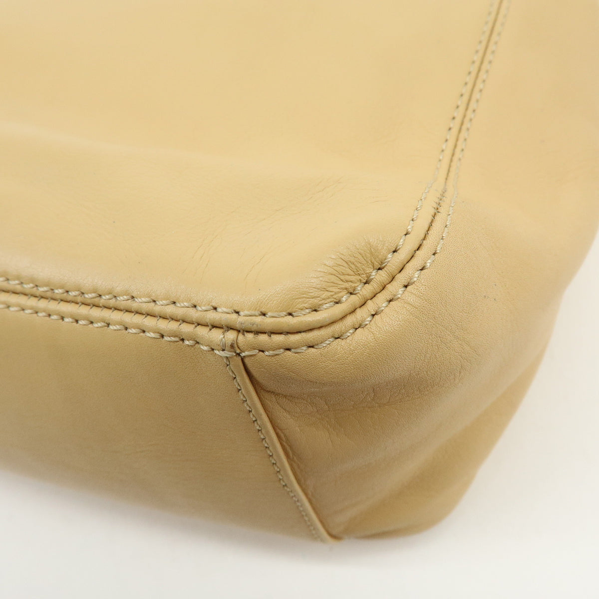CHANEL COCO Mark Lamb Skin Shoulder Bag Hand Bag Beige