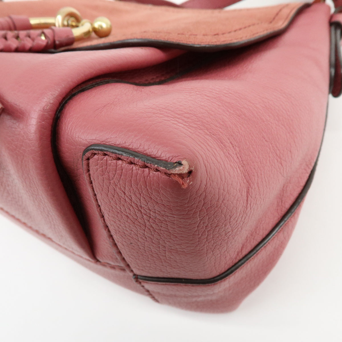 Chloe See by Chloe Joan Leather Suede Small 2Way Bag Crossbody Bag Pink