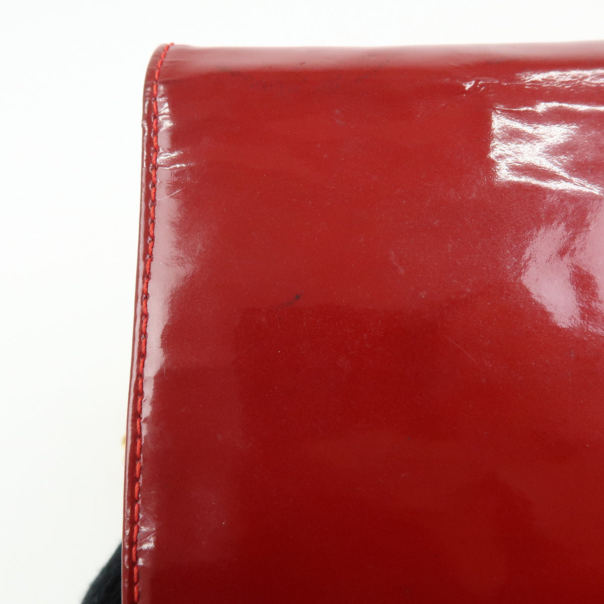 CHANEL COCO Mark Patent Leather Chain Shoulder Bag Phone Case Red Gold