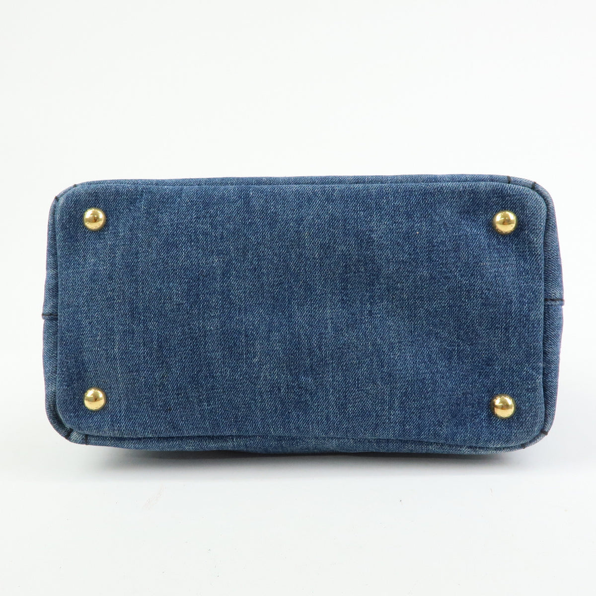 PRADA Triangle Logo Canapa Mini Denim 2Way Bag Hand Bag Blue 1BG439