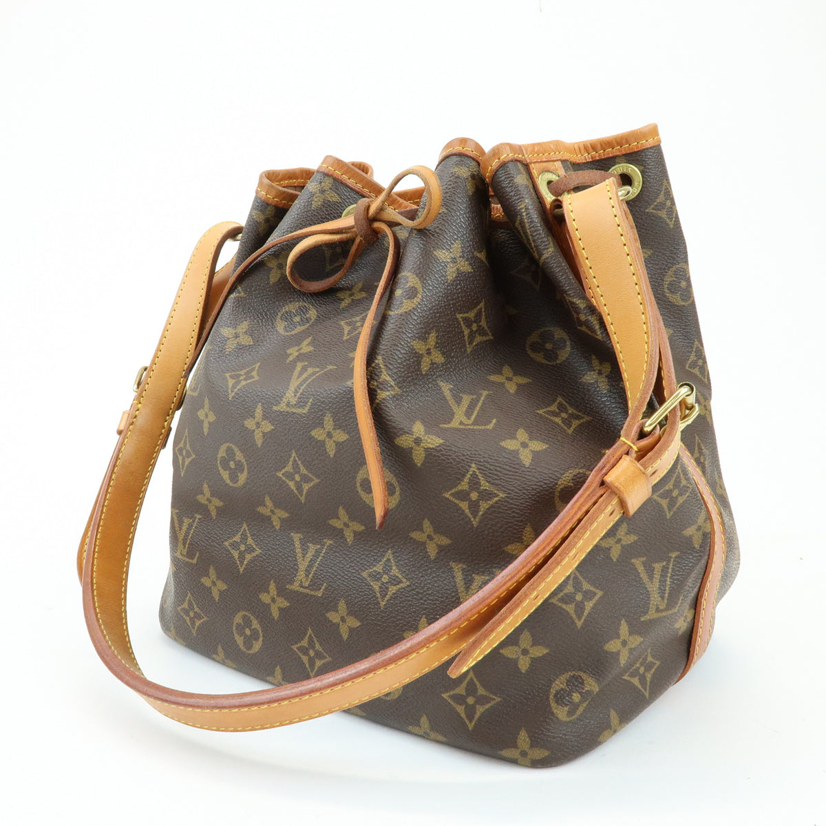 Louis Vuitton Monogram Petit Noe Leather Shoulder Bag Brown M42226