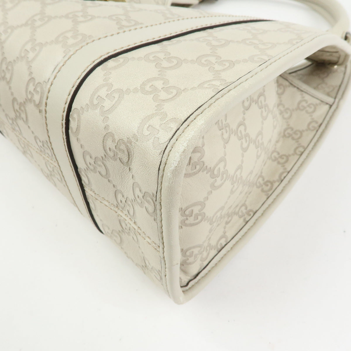 GUCCI Jackie Guccissima Leather Shoulder Bag Hand Bag Ivory 203494