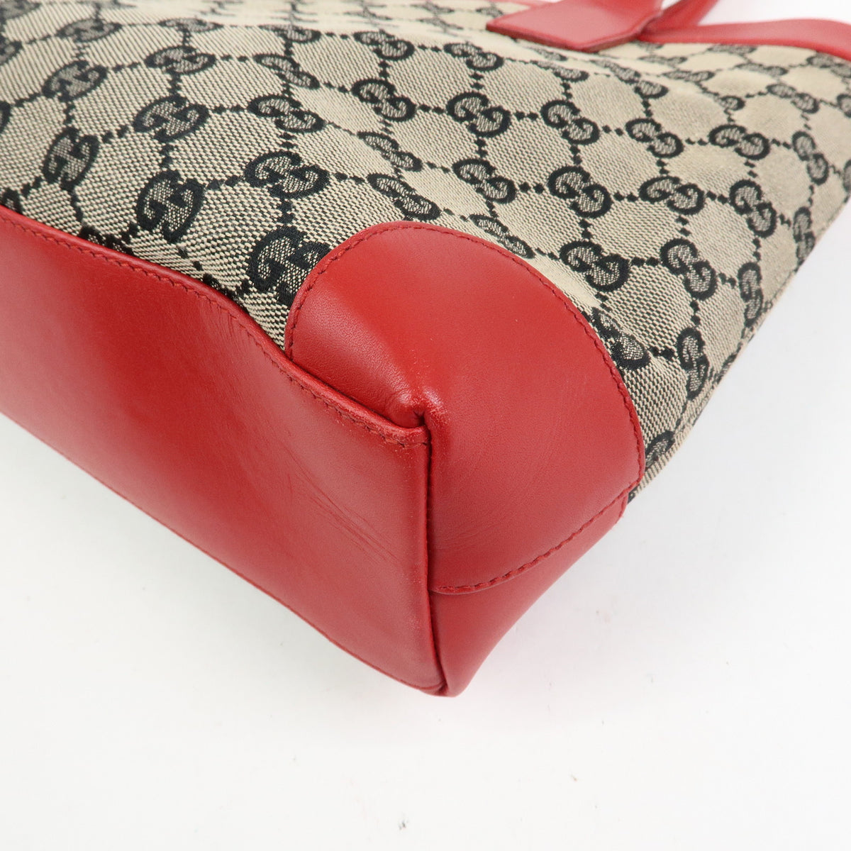 GUCCI GG Canvas Leather Tote Bag Hand Bag Beige Red 002・1119