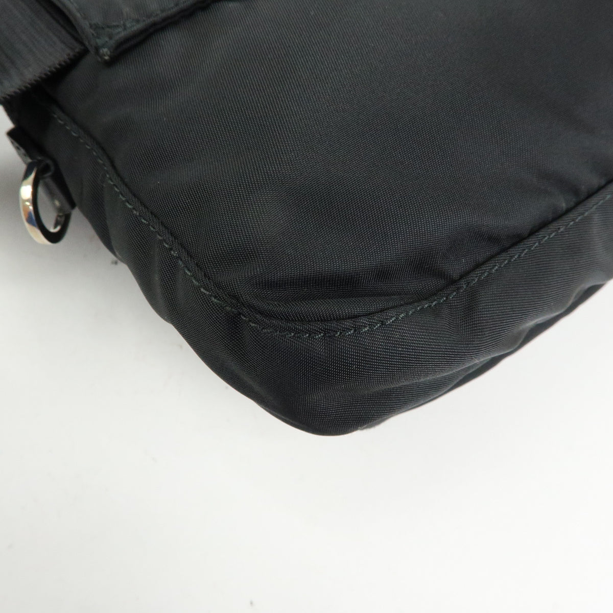 PRADA Triangle Logo Nylon Leather Waist Bag Body Bag Black BM0008