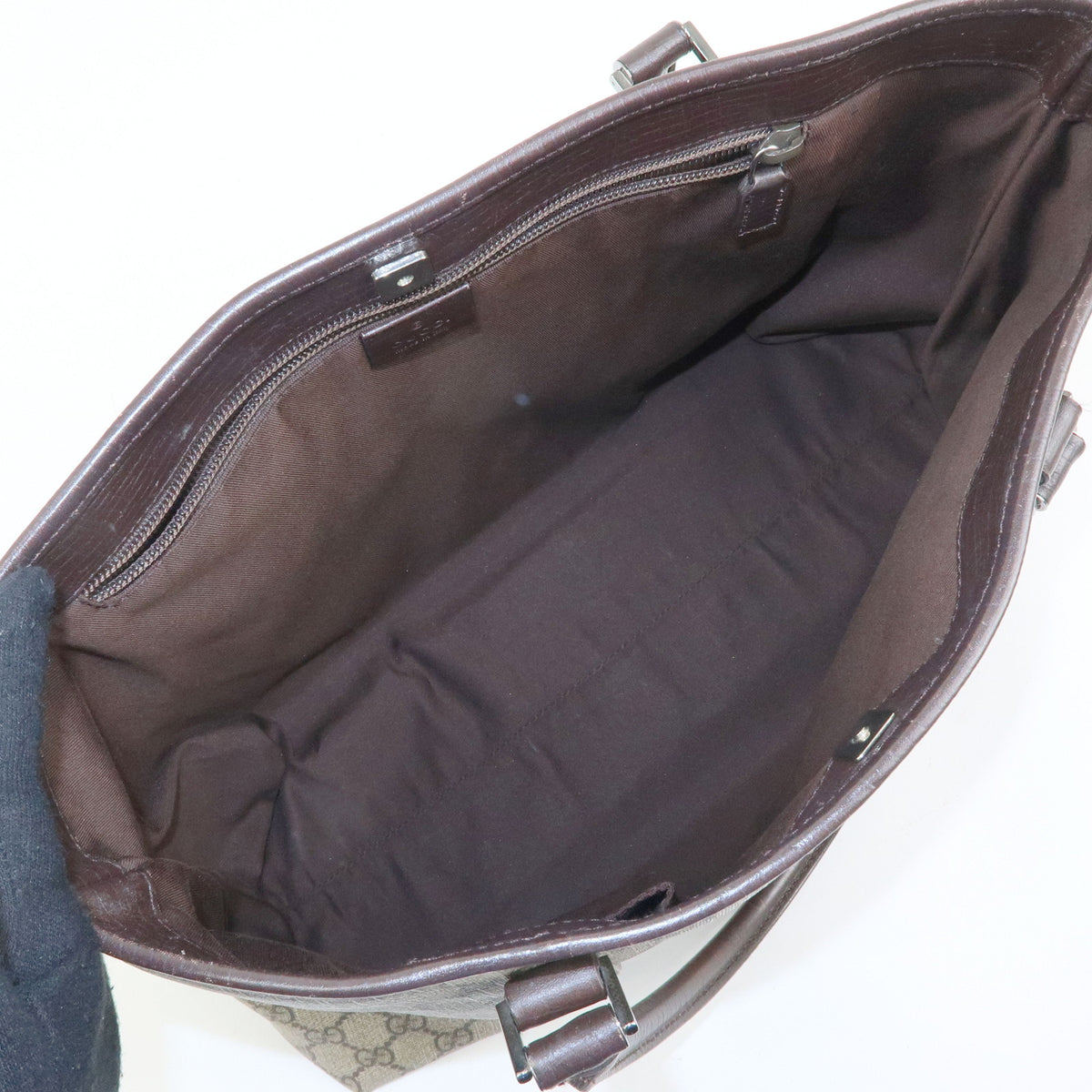 GUCCI GG Supreme Leather Tote Bag Shoulder Bag Beige Brown 114595