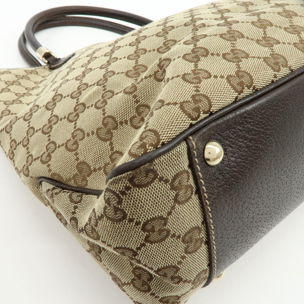 GUCCI Sherry GG Canvas Leather Tote Bag Shoulder Bag Beige Brown 162160