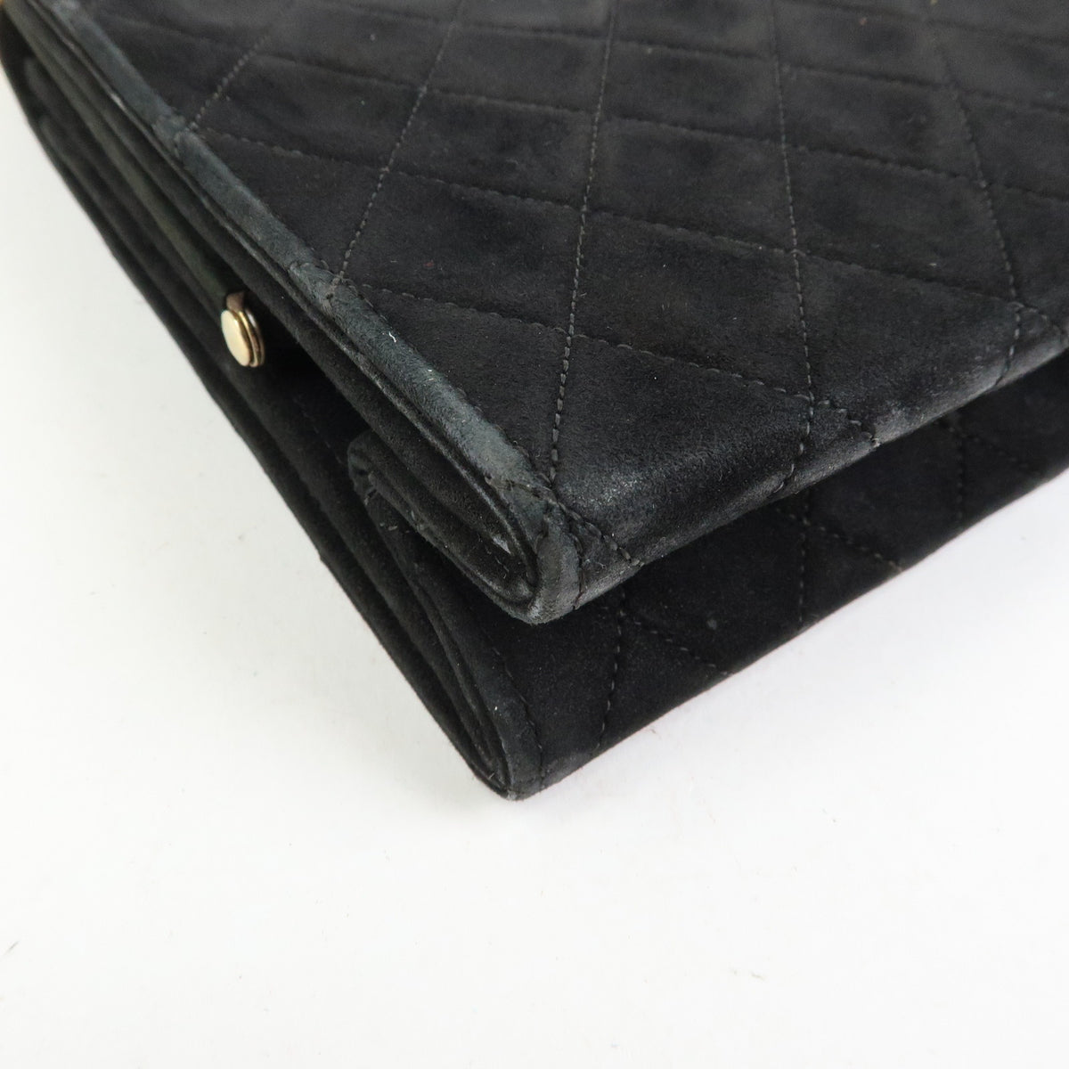 CHANEL Matelasse Suede Leather Chain Shoulder Bag Black