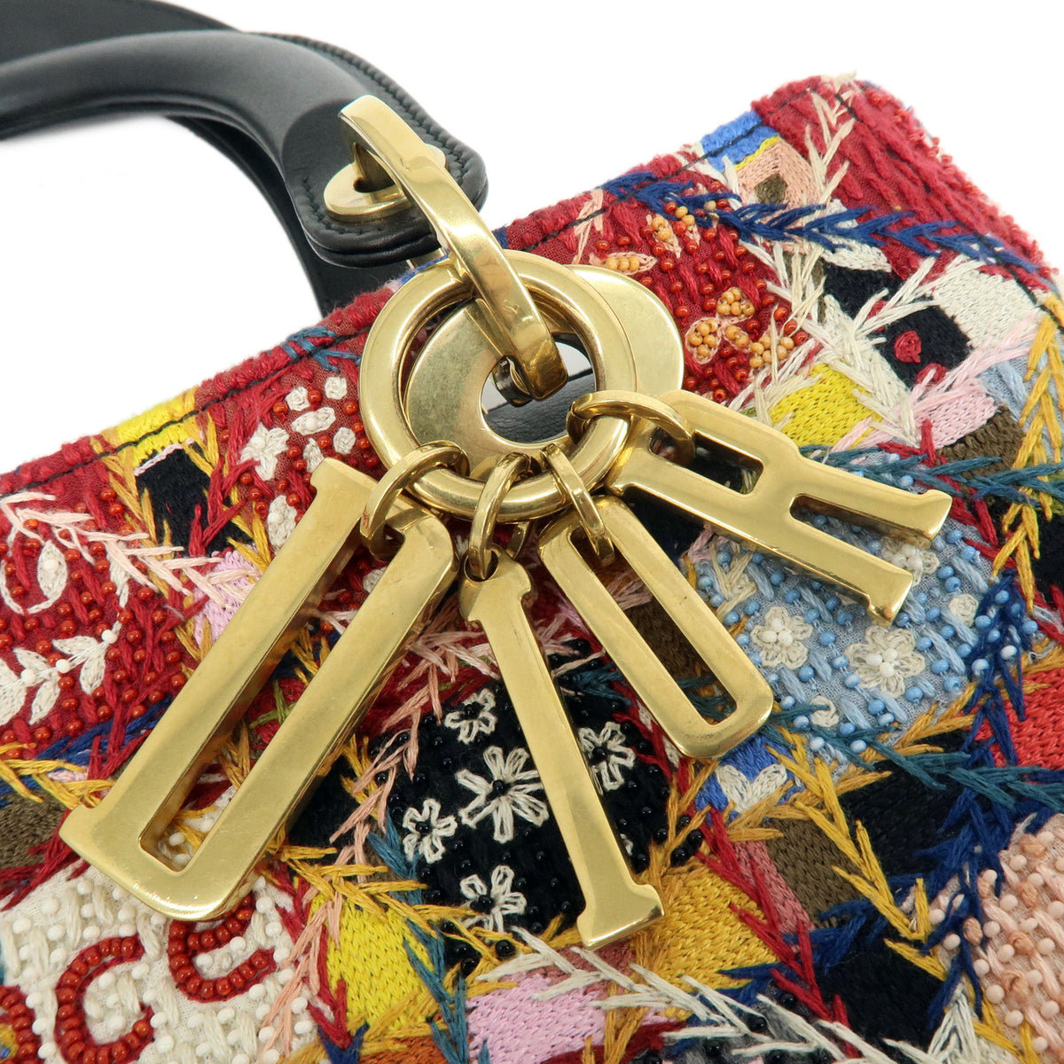 Christian Dior Lady Dior Cannage Beaded Embroidery 2Way Bag Multicolor