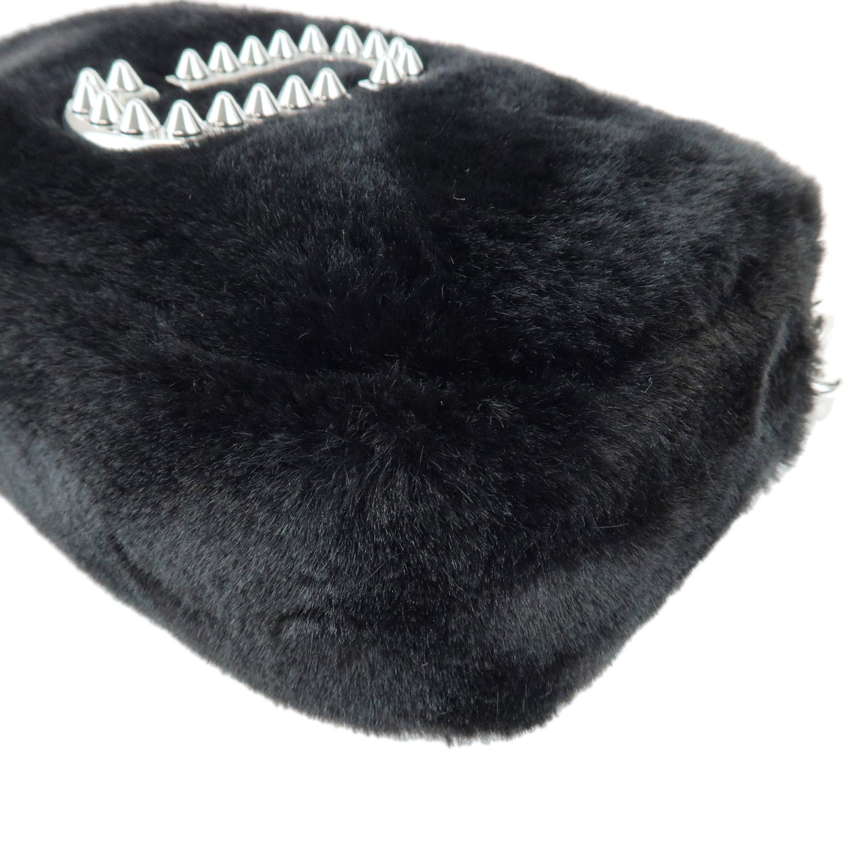 MARC JACOBS THE PLUSH SNAPSHOT Faux Fur Studs 2Way Bag Hand Bag Black