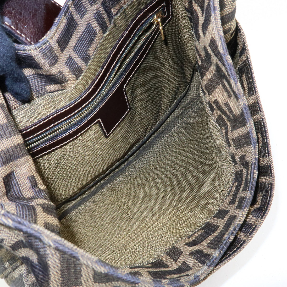 FENDI Zucca Canvas Leather Shoulder Bag Hand Bag Brown 26569