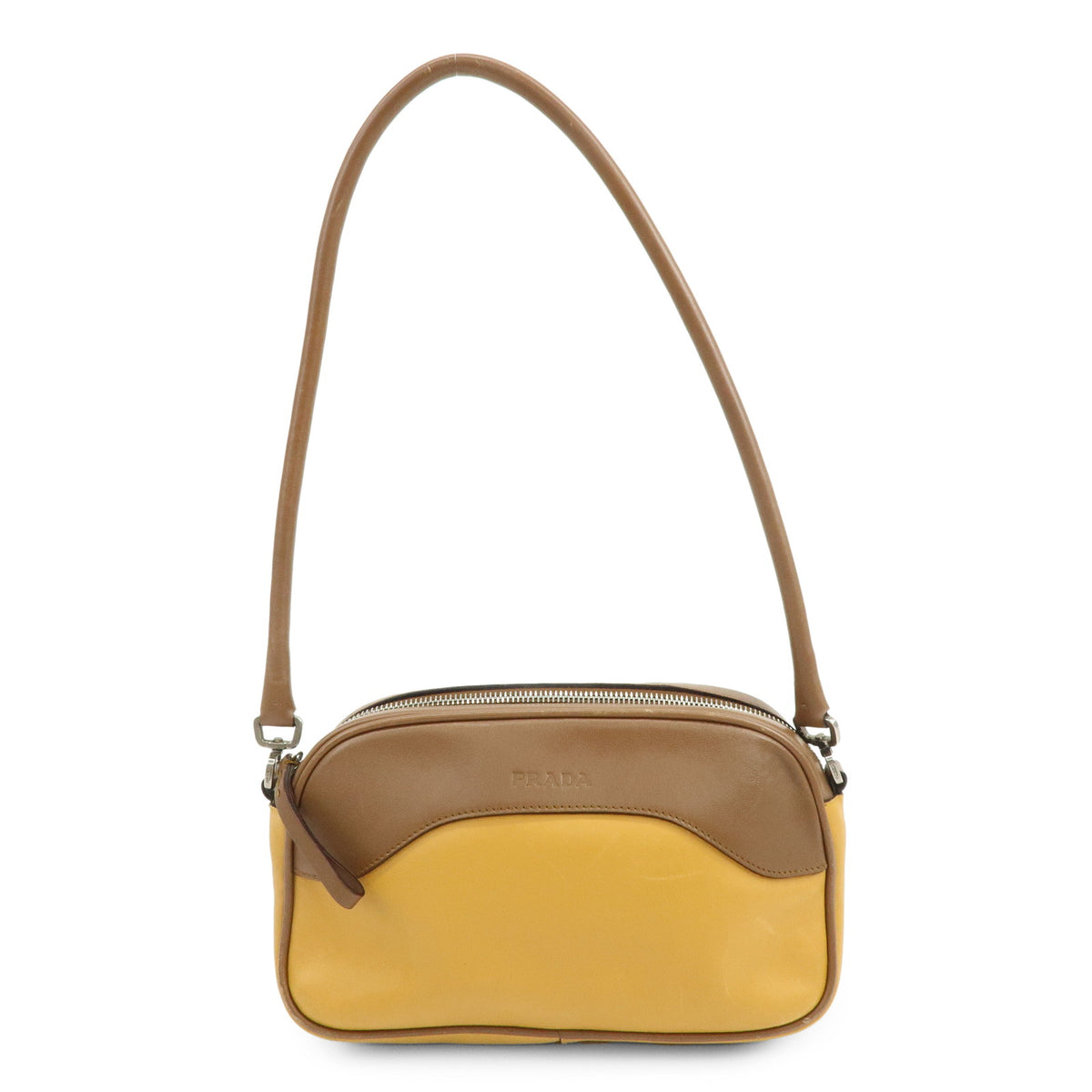 PRADA Logo Sport Leather Shoulder Bag Hand Bag Yellow Brown
