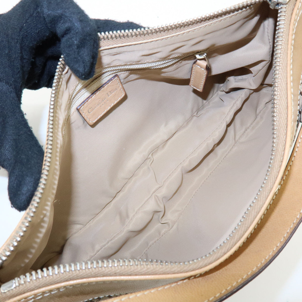 Christian Dior Street Chic Trotter Jaquard Canvas Leather Shoulder Bag