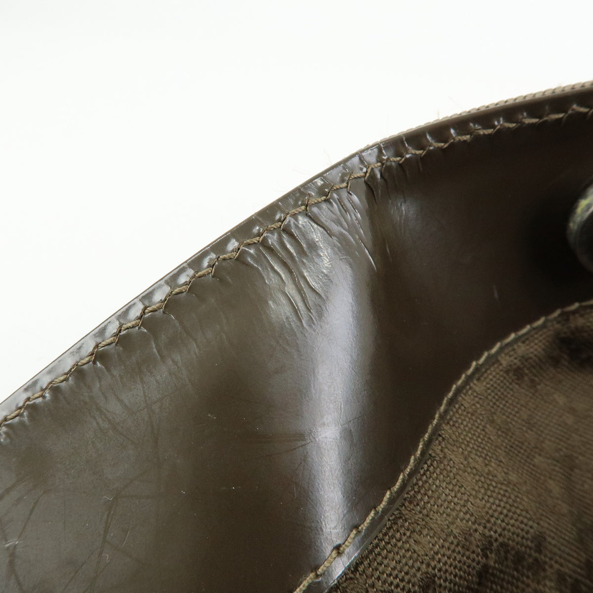 GUCCI Bamboo Nylon Leather 2Way Bag Hand Bag Khaki 001・2123・1577