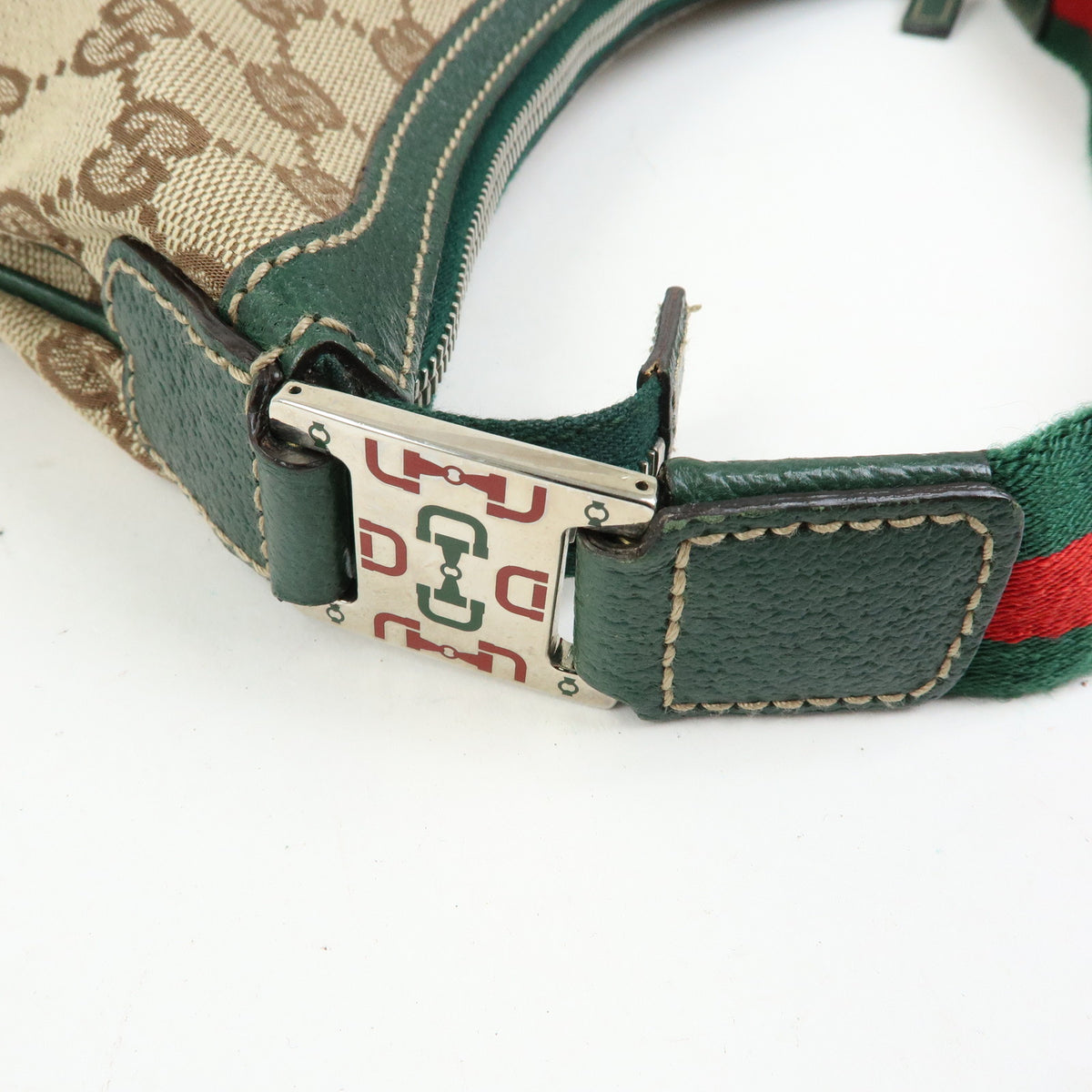GUCCI Sherry GG Canvas Leather Shoulder Bag Beige Green Red 145812